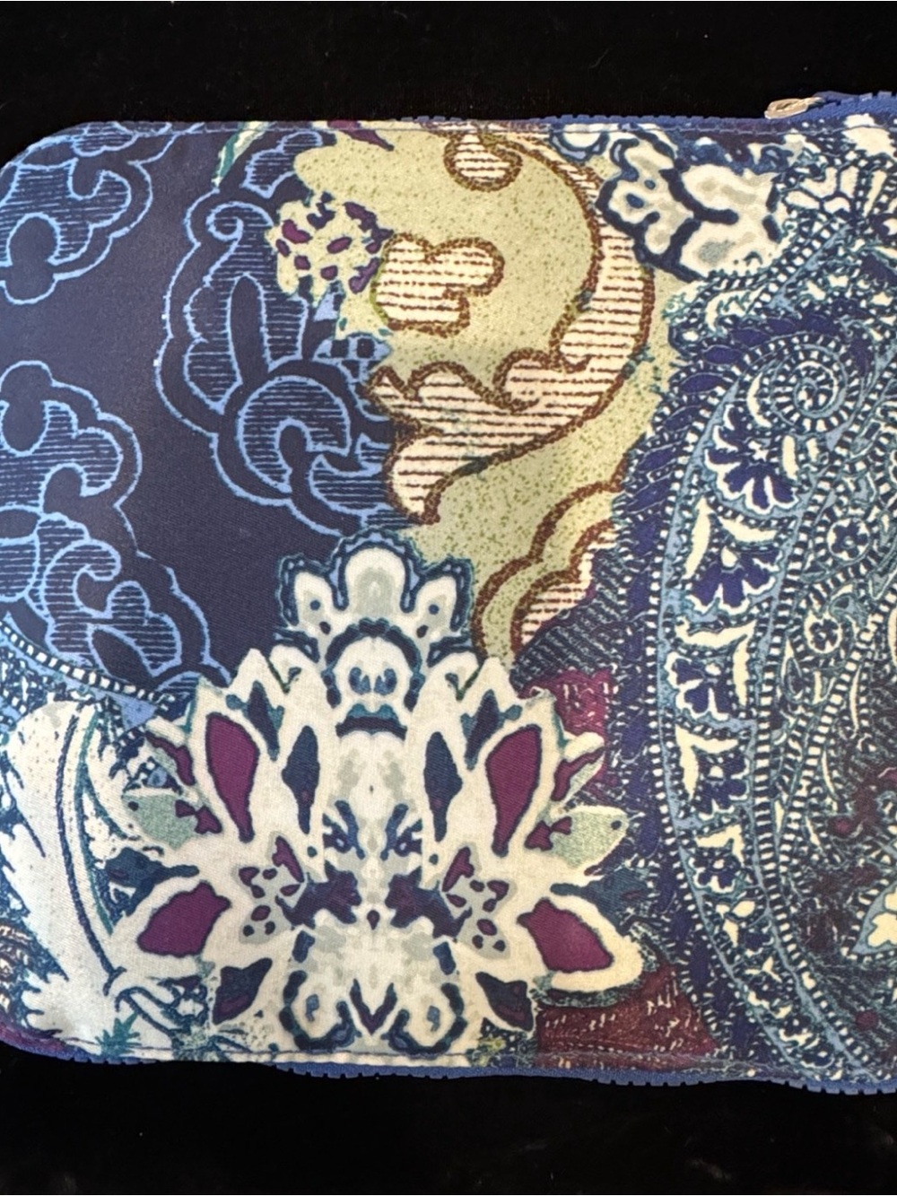 Chico’s Packable Tote Bag Blue Paisley Floral Travel Foldable Lightweight
